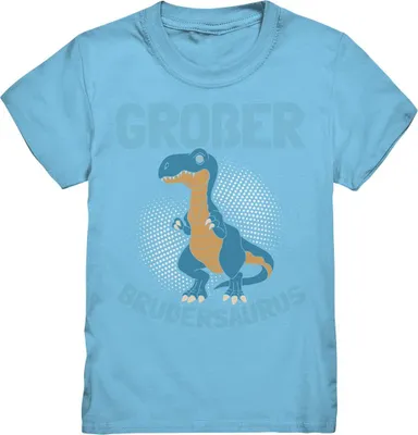 Produktbild von Großer Bruder Dino T-Rex T-Shirt – Sky Blue / 134/146 (9-11)