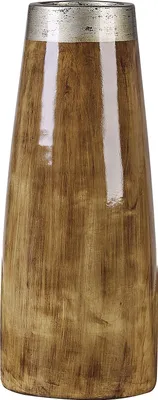 Produktbild von BELIANI Vase in Dunklem Holzfarbton aus Terrakotte mit Einem Silbernen Akzent 50 cm Modernes Design Schattierter Silberner Akzent Wohnzimmer