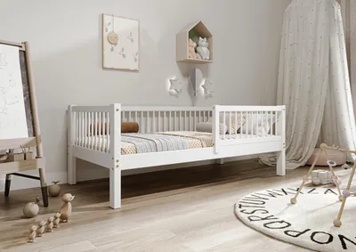 Produktbild von TIMBEE Alfi Kinderbett Einzelbett Kiefernholz 80x160cm Bett Weiß