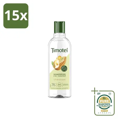 Immagine prodotto di 15 flaconi di shampoo 2in1 Timotei con olio di mandorle, adatto a tutti i tipi di capelli, da 300 ml - confezione risparmio - 15 pezzi