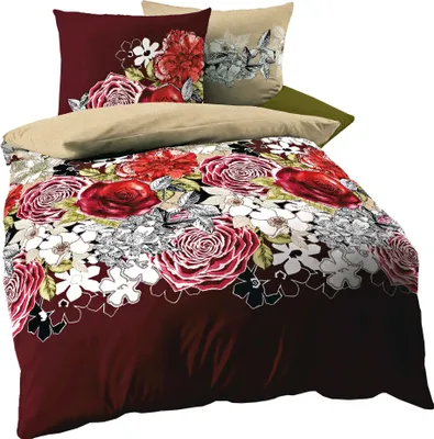 Produktbild von Kaeppel Linon / Renforcé Bettwäsche 135x200cm 2 tlg. Dolce Vita Bordeaux Creme Braun
