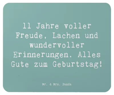 Produktbild von Mr. & Mrs. Panda Mousepad Spruch 11. Geburtstag - Meeresbrise - Geschenk, Geburtstagsgeschenk, Glückwunsch, Alter, Geburtstagskind, herzliche Wünsche, pc mausunterlage
