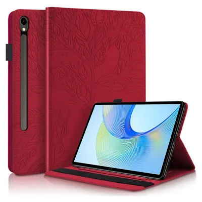 Produktbild von Für Samsung Galaxy Tab S10 Plus / S9 Plus FE Plus / S8 Plus Baum Muster Kunstleder Tasche Rot