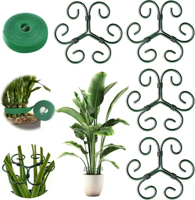 Imagen del producto de Soportes metálicos para plantas, juego de 4 unidades, resistentes, para tomates y rosales