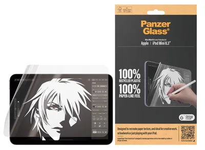 Obrázek produktu pro PanzerGlass ® GraphicPaper® Screen Protector iPad Mini 8.3'' (2021, 2024) | Ultra-Wide Fit, Apple, Apple - iPad mini 8.3'' (2021), Apple - iPad mini 8.3" (2024), Aplikace nasucho, Odolné proti poškrábání, Odolný proti nárazům, Průhledná, 1 kusů