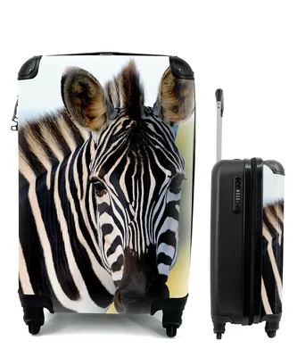 Produktbild von MuchoWow® Koffer Handgepäck Trolley Rollkoffer Kleine Reisekoffer mit 4 Rollen - Nahaufnahme Zebra - Cabin Size < 55x40x23 cm & 55x40x20 cm - Fotokoffer - Kabinenkoffer - Boardgepäck - Reise-Box - Reisekoffer - Reisegepäck - Koffer mit Bild - Trolley für Kinder