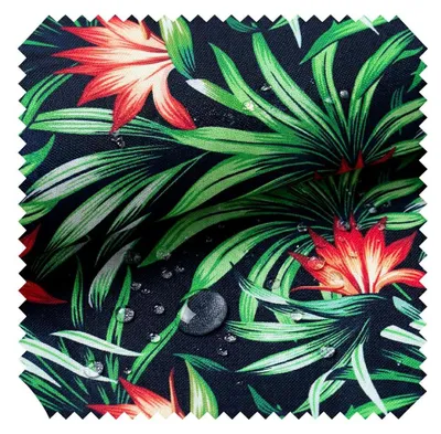 Produktbild von novely® OXFORD 210D - D139 Tropic Blumen - Bedruckter Polsterstoff - Outdoor Dekostoff - Wasserabweisende Reißfeste Meterware 1lfm