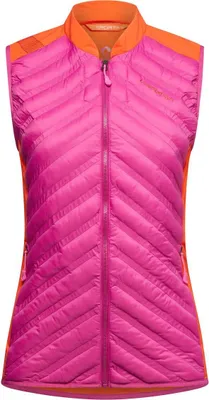 Damenweste "Alya Vest W" von La Sportiva in Pink mit orangefarbenen Akzenten; gestepptes Design; Reißverschluss.