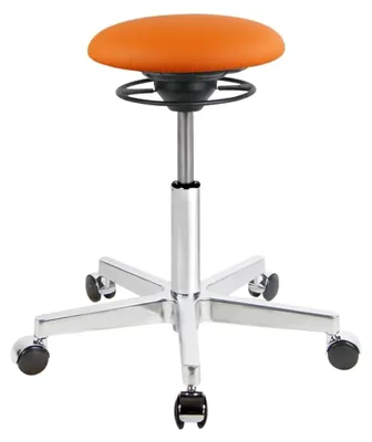Produktbild von ROLL – Bewegungshocker – ergonomischer Sitzhocker mit beweglicher Sitzfläche – Rücken-Trainer – höhenverstellbarer Bürohocker – Gestell Berlin Chrom (Kunstleder Orange)