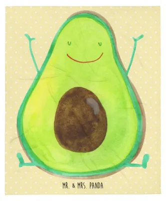 Produktbild von Mr. & Mrs. Panda Decke Avocado Glücklich - Gelb Pastell - Geschenk, Chaos, Gesund, Frucht, Kuscheldecke, Tagesdecke, Wohndecke, Freude, Plaid, Bettdecke