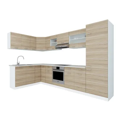 Zdjęcie produktu dla 13-tlg kuchnia narożna | Kuchnia kątowa | Wymiary ok. H. 207 x W. 505 x. T. 46 cm | Aneks kuchenny | Blok kuchenny | Kompletna kuchnia - Esilo