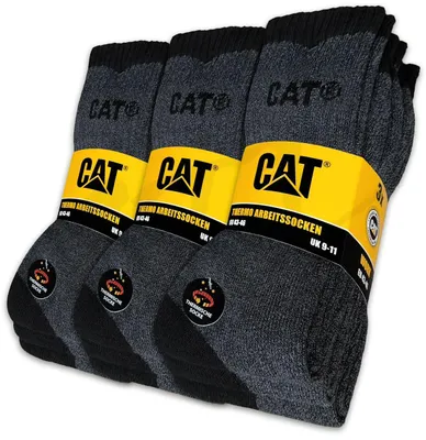 Produktbild von CAT Caterpillar 9 Paar THERMO WORK Arbeitssocken wärmende warme Winter Socken Strümpfe Socks Größenauswahl 39-50 (as3, numeric, numeric_43, numeric_46, regular, regular, 9 Paar Grau/Schwarz) – Größe 4
