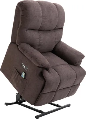 Produktbild von Relaxsessel mit Aufstehhilfe, 160° verstellbare Rückenlehen, Massage- und Wärmefunktion, 83 cm x 95 cm x 105 cm, Braun