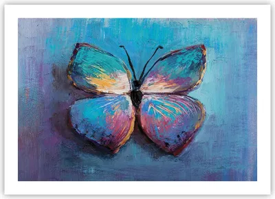 Produktbild von Poster - Poster ohne Rahmen - Handschriftlich Schmetterling Blau - 70x50 cm - Wand Bild - Wanddeko - Wandbilder - Kunstposter - Wandposter - Bilder - Kunstdruck - Wanddekoration - P2XAA70x50-4470