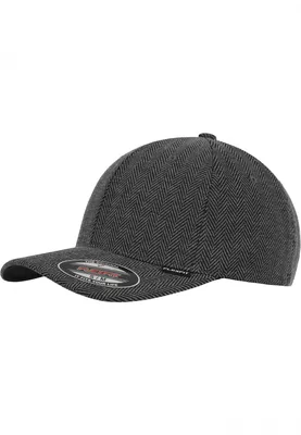 Produktbild von FLEXFIT 6277HM | Heringbone Melange Flexfit Cap / Kappe / Mütze - Farbe: Black/Heather Grey - Größe: S/M