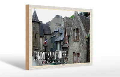 Produktbild von Holzschild Reise 30x20cm Le Mont-Saint-Michel Frankreich Altstadt