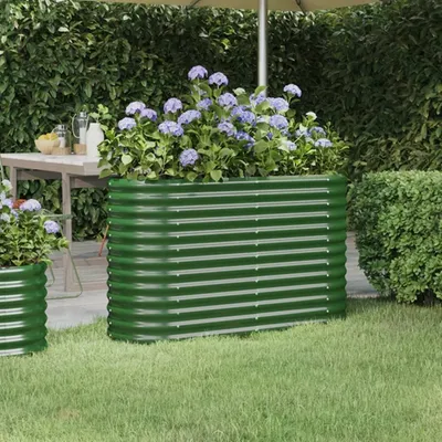 Produktbild von "Rabatt" Garten-Hochbeet/Pflanzgefäß/Pflanzkübel - Verzinkter Stahl 114x40x68 cm Grün - Beete CC8186
