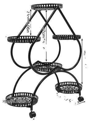Productafbeelding van Plantenrek, 4-laags ontwerp, 6 plateaus, zwart