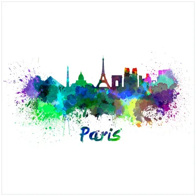 Produktbild von Wallario Premium Glasbild, freischwebende Optik, kräftige Farben, Größe 50 x 50 cm Motiv Städte als Aquarell - Skyline von Paris