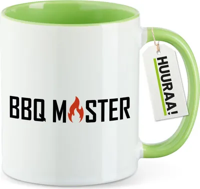 Produktbild von Huuraa Kaffeetasse BBQ Master Grillen 330ml Grün Keramik Kaffeebecher Geschenkidee