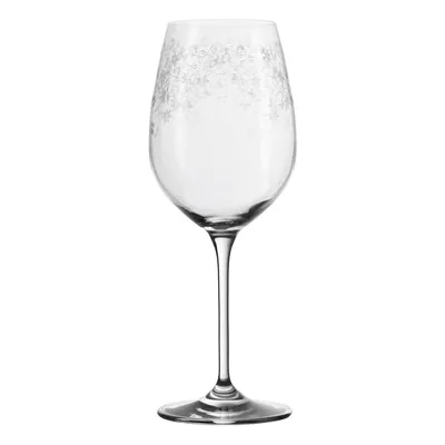 A clear studio shot of a wine glass.