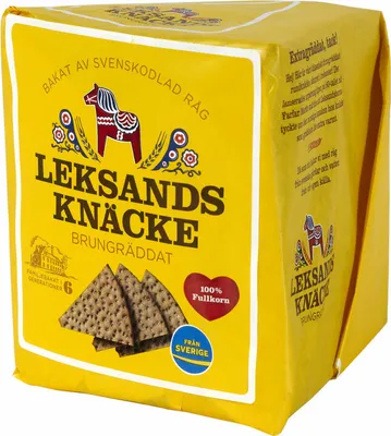 A yellow package of Leksands Knäcke crispbread.