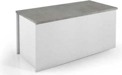 Immagine prodotto di Baule contenitore in legno bianco con seduta cemento