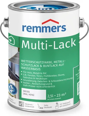 Produktbild von Remmers Multi-Lack 3in1 weiß (RAL 9016) 2,5 l, Lackfarbe