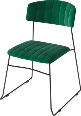 Produktbild von Mundo Stapelstuhl Grün, Velours gepolstert, feuerhemmend, 54x55x79cm (BxTxH), 53003