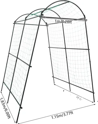 Obrázek produktu pro Kovová zahradní mříž, nastavitelná šířka, robustní konstrukce, obloukový design, černá barva