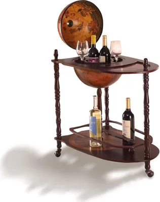 Produktbild von Globus Bar Hausbar, Weinregal auf Rollen, Globusbar Weltkugel Mini Bar Dekobar, Flaschenregal mit Stauraum und Ablageflaeche