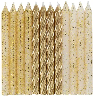 Produktbild von Geburtstagskerzen gold 24 Stück, 7,5 cm lang, 0,5 cm Durchmesser