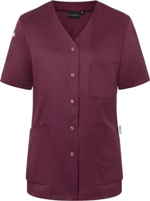 Produktbild von KARLOWSKY Damen Kasack ESSENTIAL Kurzarm V-Neck Modern-Fit Aubergine 46
