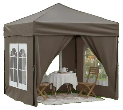 Imagen del producto de Gazebo Zelt, fabricado con tela Oxford de 600D, dimensiones de 2x2 metros, capacidad para 8 personas, diseño de una sola capa y barras de hierro duraderas