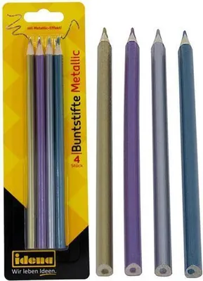 Produktbild von Idena Buntstifte FSC100% dreikant, metallic, 4er