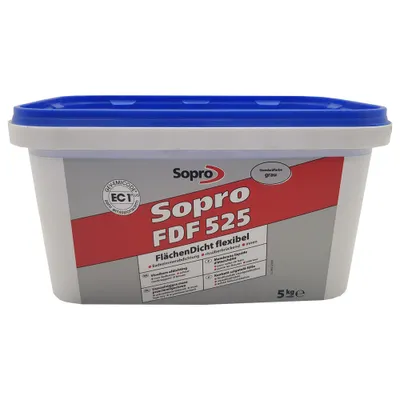 Produktbild von Sopro Flüssigdichtbeschichtung für die Abdichtung von Inenräumen Flächendicht flexibel FDF 525 grau 5kg