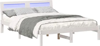 Image de Cadre de lit avec tête de lit Blanc 140 x 190 cm Pin massif