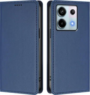 Immagine prodotto di Custodia in pelle per Xiaomi Redmi Note 13 Pro 5G, custodia a libro magnetica in Finto cuoio con supporto, blu scuro