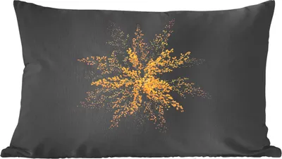 Produktbild von MuchoWow® Zierkissen Sofakissen Wohnzimmer Dekokissen 50x30 cm Eine Goldrutenblüte auf schwarzem Hintergrund - Wohnzimmerdekoration - Polster mit Photo