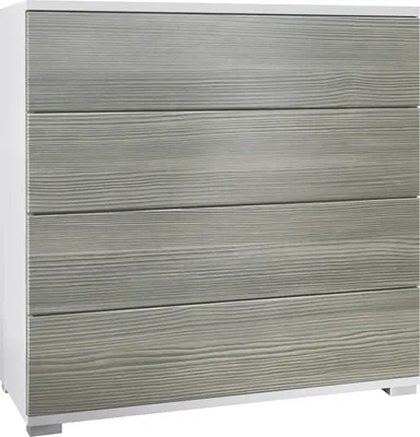 Produktbild von Vladon Kommode Pavos V3, Sideboard mit 4 Schubladen Weiß matt/Avola-Anthrazit (76 x 76 x 35 cm)