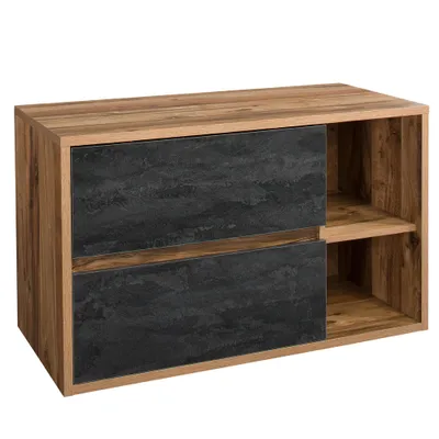 Produktbild von Waschtischunterschrank 100 cm HARLOW-56 Eiche mit Beton dunkel, B/H/T: ca. 100/60/46 cm