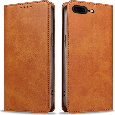 Produktbild von Handyhülle für Apple iPhone 7 Plus / 8 Plus Kunstleder Flip Cover Hülle Handytasche Case Kartenfach Farbe: Hellbraun