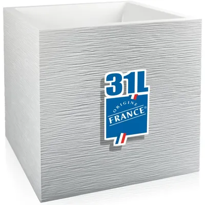 Produktbild von Blumenkübel 39cm Blumentopf Pflanzkübel Kunststoff quadratisch Pflanztopf 31L Kübel Weiß