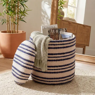 Obrázok produktu pre Kvalitná sedacia podložka s úložným priestorom, vyrobená z bavlny, 40 cm, béžová, okrúhly dizajn, boho štýl. Látková sedacia podložka s odnímateľnou doskou, polstrovaná, ručne vyrobená
