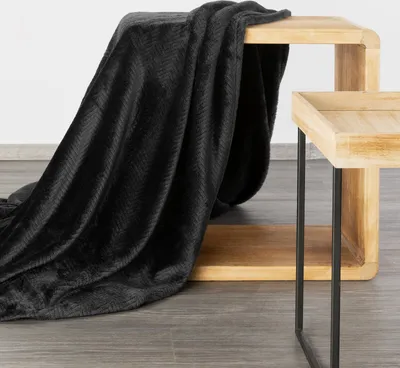 Zdjęcie produktu dla Design91 przytulny miękki koc CINDY5 150x200 cm czarny