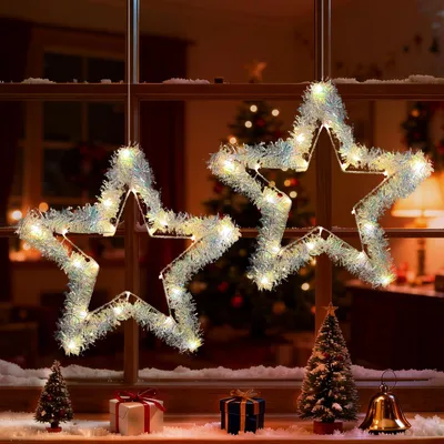 LED-Sterne Fensterdekoration, 2 Stück, Weihnachtsstern, Innenbeleuchtung