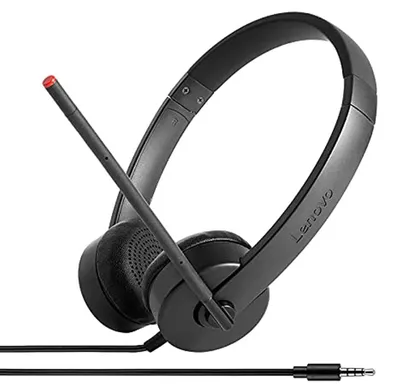Produktbild von Lenovo Stereo Analog, Kabelgebunden, Büro/Callcenter, 110 g, Kopfhörer, Schwarz
