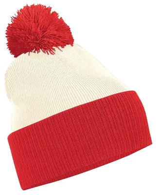 Image de Beechfield - Bonnet "Snowstar" PC7419 (Taille unique) (Blanc naturel/Rouge vif)