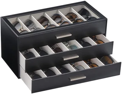 Productafbeelding van Zonnebrillenorganizer, brillenbril, opbergdoos met doorzichtige bovendeksel