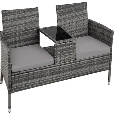 Produktbild von tectake® Rattan Gartensitzbank Narbonne 2-Sitzer, 133 x 63 x 84 cm 6 cm Sitzpolster